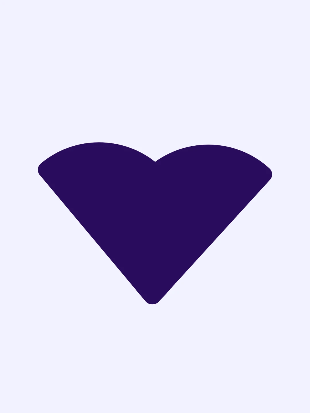 Purple heart shape icon on a light background, symbolizing love and compassion.