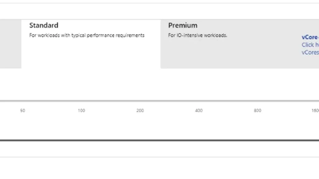 Alternativer for databehandling med indstillinger for Basic, Standard og Premium workload, samt skydesign for DTU og datastørrelse i en grafisk brugerflade.