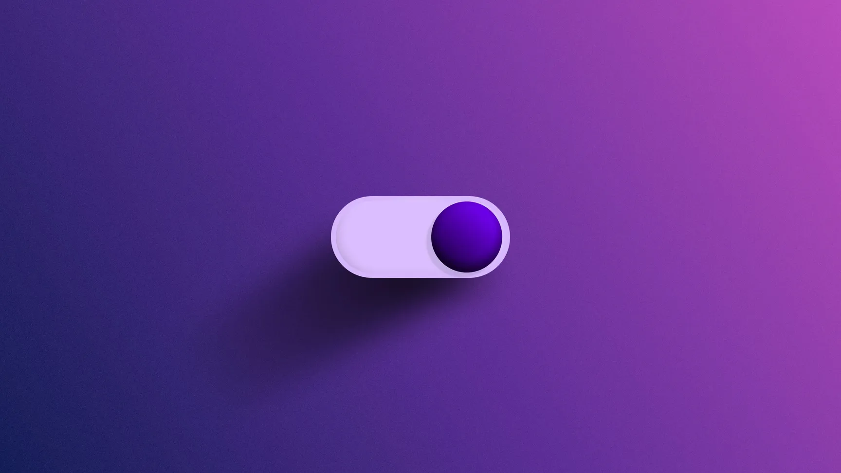 Illustration af en moderne kontaktknap med en lilla bold på en gradient baggrund i nuancer af lilla og blå.