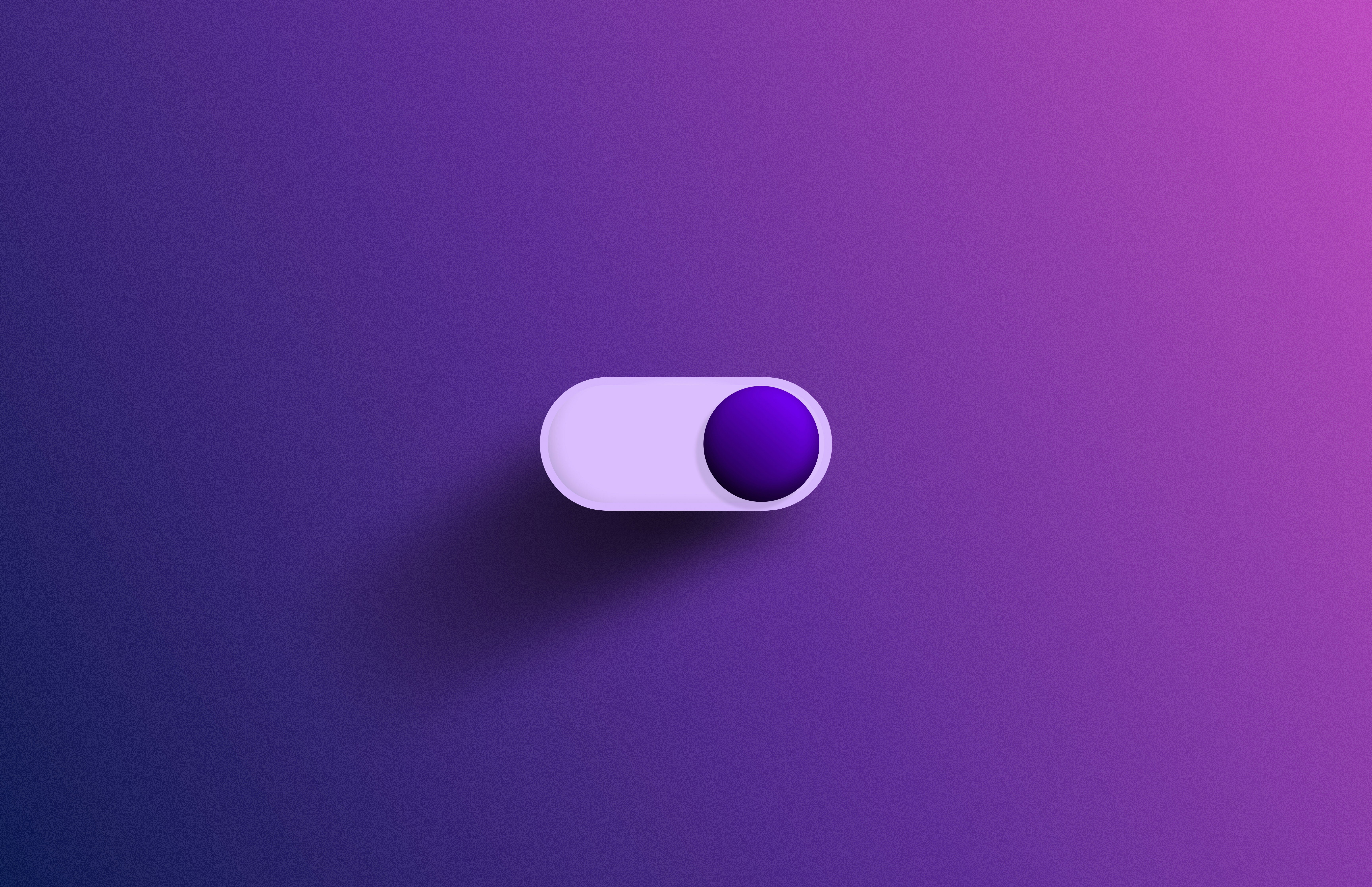 Illustration af en moderne kontaktknap med en lilla bold på en gradient baggrund i nuancer af lilla og blå.